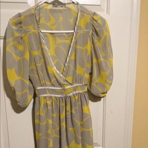 Yellow and grey blouse sheer